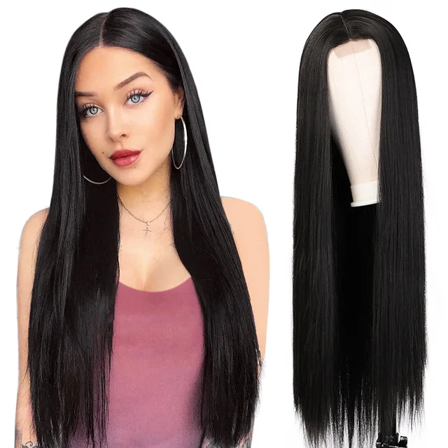 

Vigorous 22 Inches Long Straight Hair Extension Wigs Ombre Heat Resistant Full Cheap Woman Synthetic Hair Wig With Lace Front