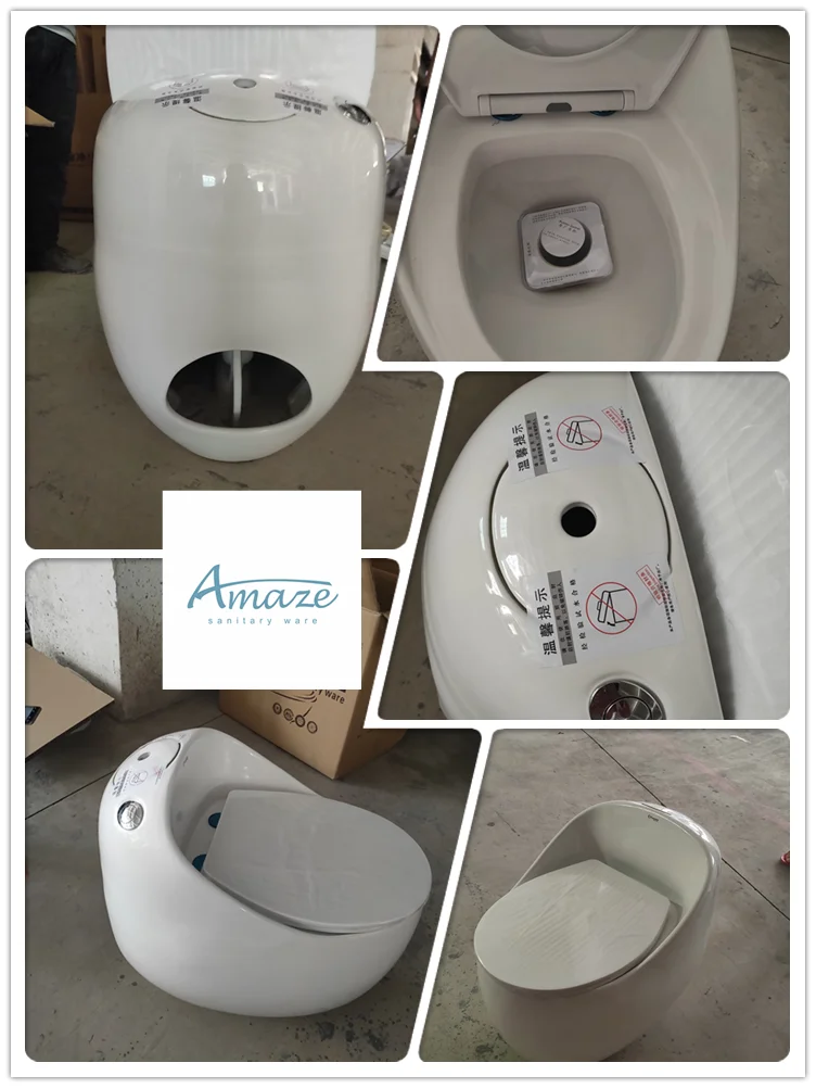 Amaze ceramic luxury new egg design one piece siphonic expensive toilet details