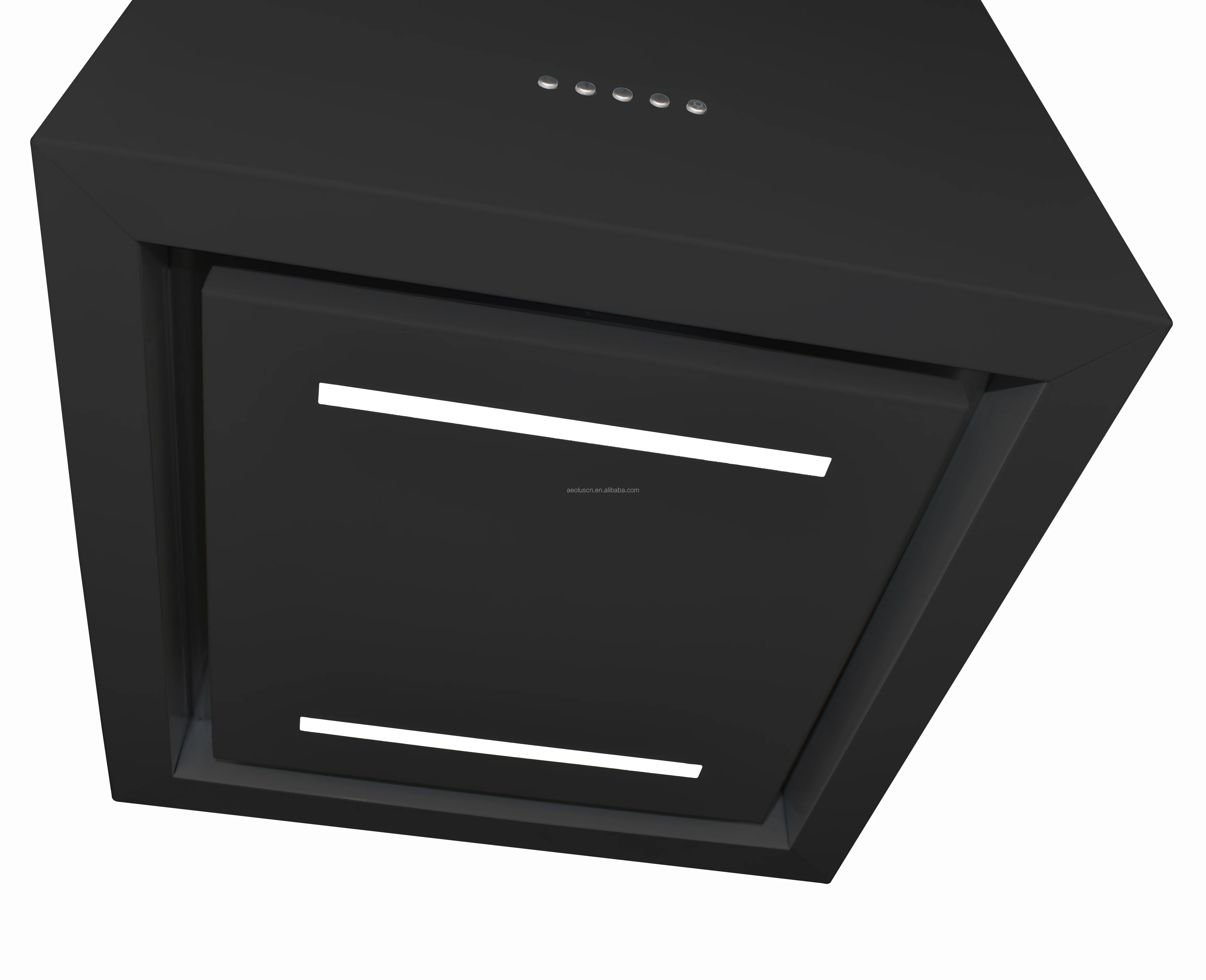 Island range hood painted black color strip light 40cm