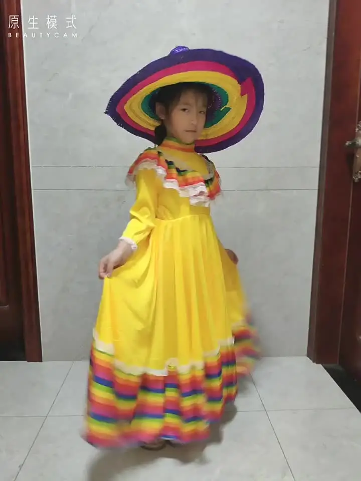 My Other Me Girls Mexican Adelita Costume - Traditional Dress & Sash Set For Halloween & Parties