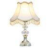 fabric cover lampshade desk lamp stainless steel base E27 crystal table lamp