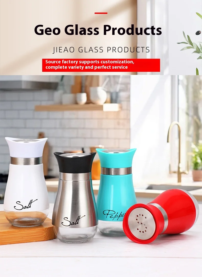 product wholesale customized 4oz stainless steel glass spice jar 120ml seasoning bottle jars set-0
