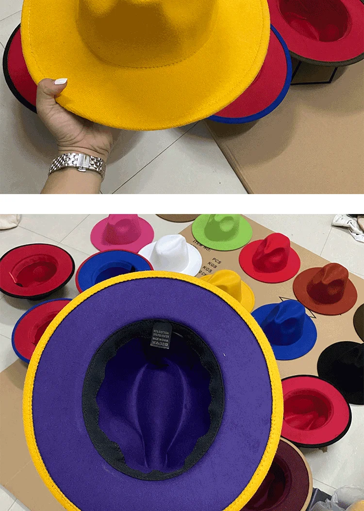Trendy Fedora Hat For Women Gradient Color Wide Brim Panama Hat Two Tone Classic Casual Jazz Hat Adjustable