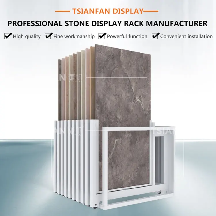 Rotating Sliding Display Panel Quartz Granite Rack Trade Show Fixtures ...