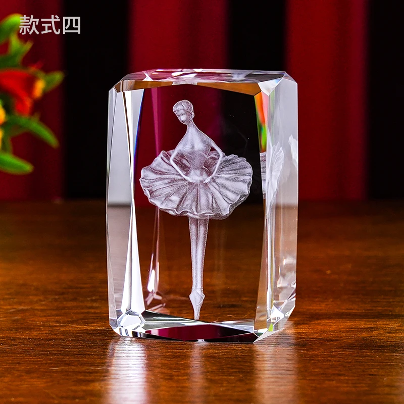 3D ballet laser crystal block crystal crafts souvenir gift for dancer factory