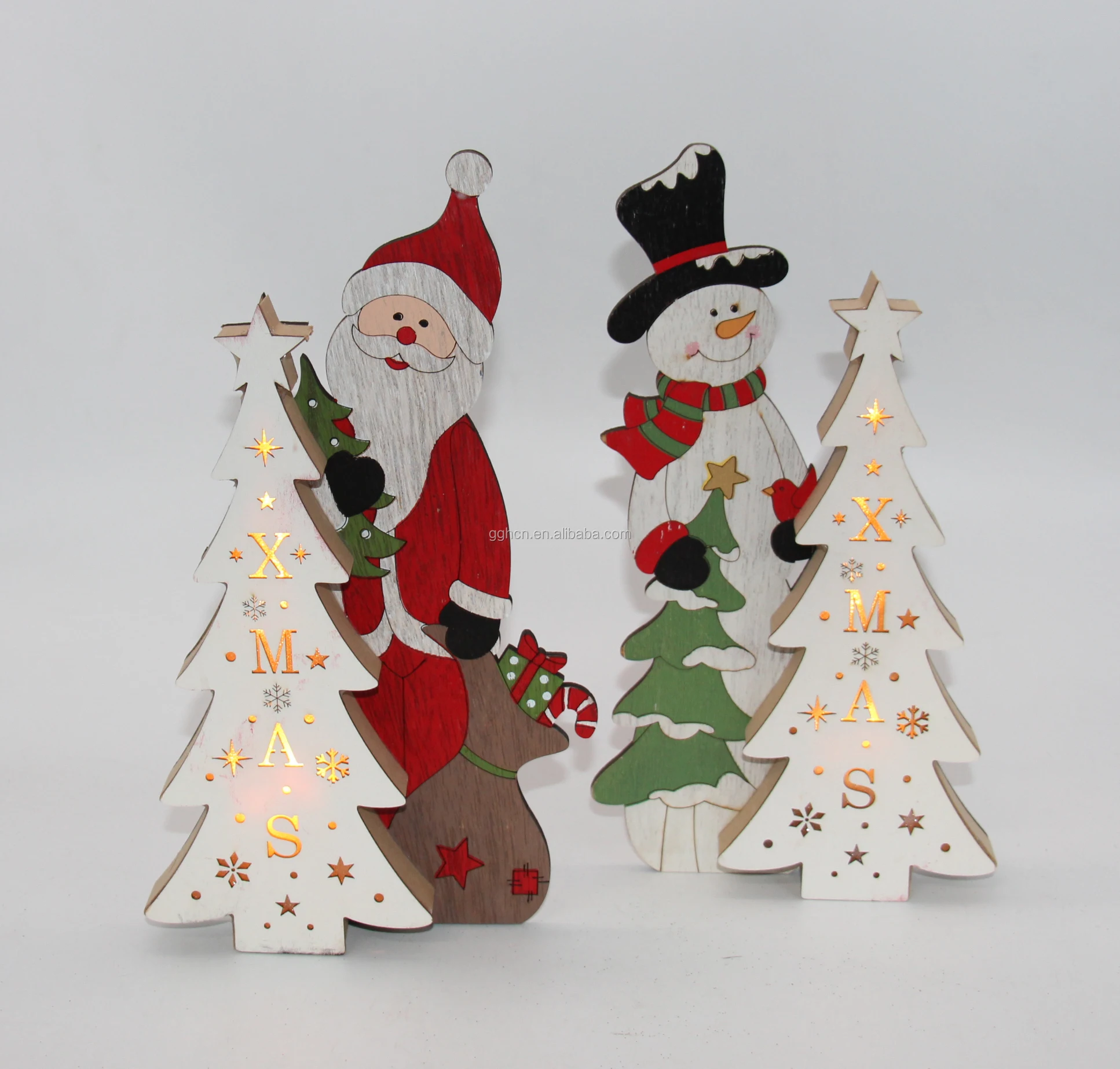 Home Holiday Items Decoration New Design Led Light Wood Carving ...