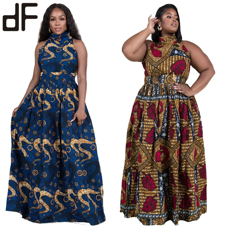 New Style Kente Wax African Kitenge Dress Designs Halter Neck ...