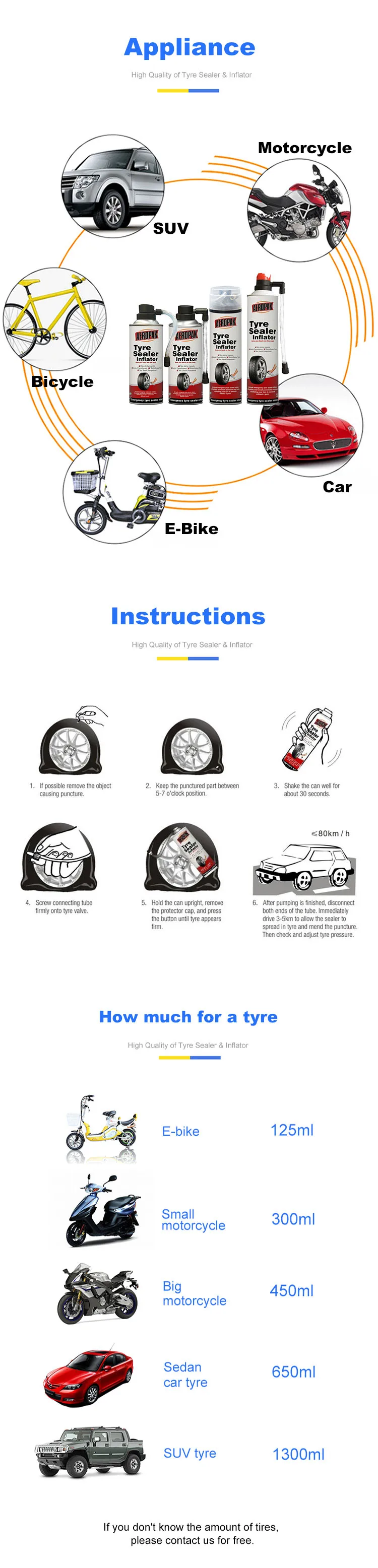 Tire Fix Filler Repair Patch Tyre Sealer Inflator Aerosol Spray