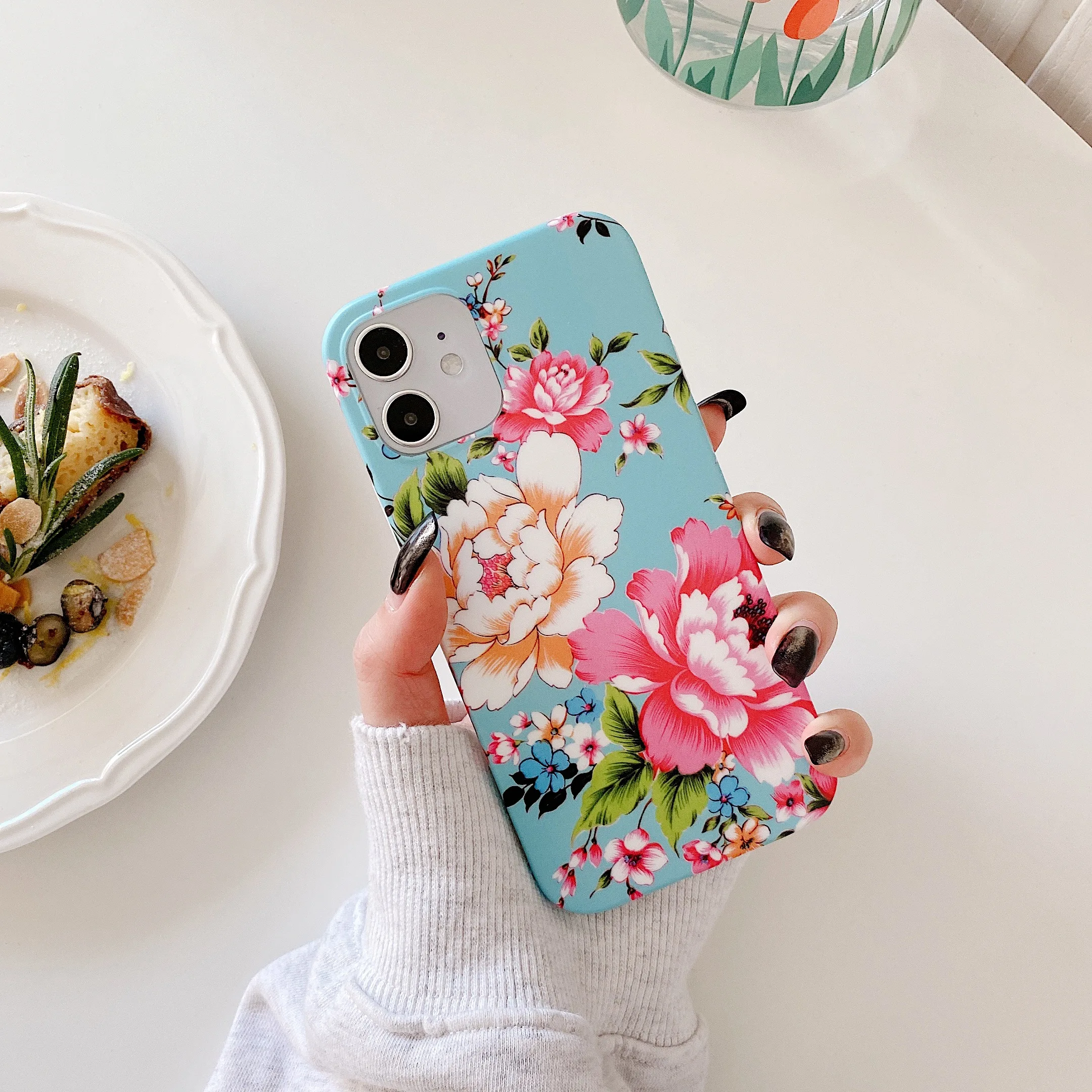 Classic Beautiful Flower Leaves Painting Floral Art Tpu Phone Case For