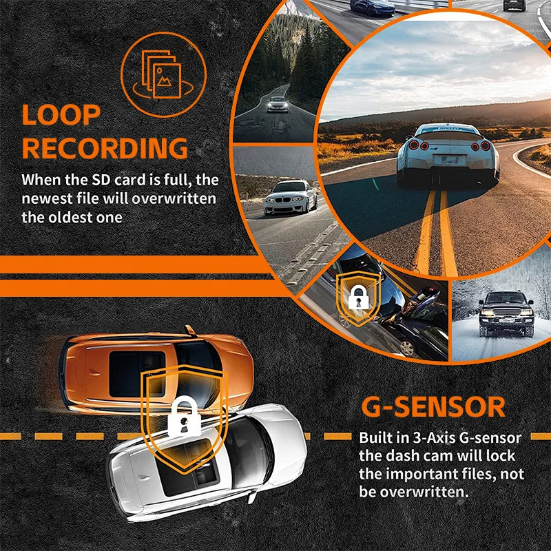 1080P WiFi Bağlantılı Araba DVR Üç Kayıtlı Kızılötesi Gece Görüşü Park İzleme Geri Vites Görüntüsü MicroSD Uyumluluğu