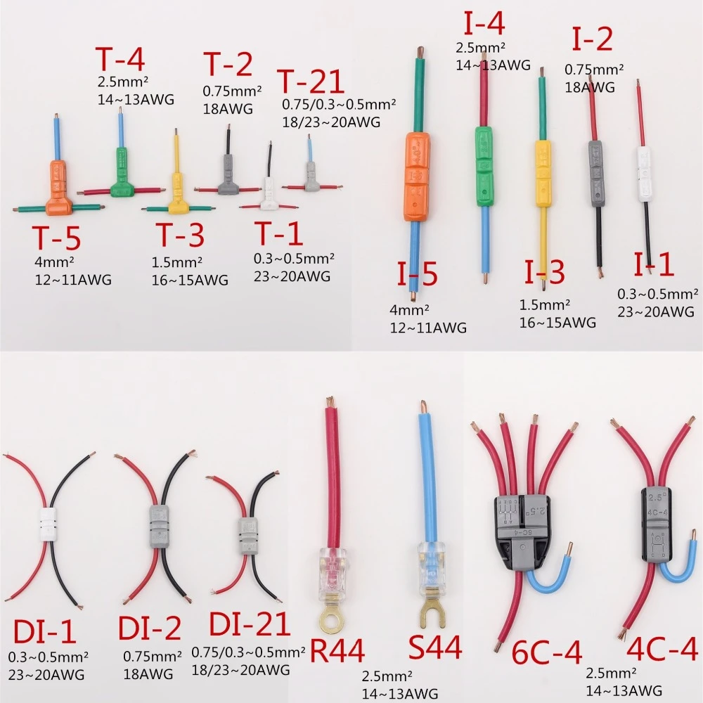 Как лучше соединить автомобильные провода Jowx I-2 18awg 0.75sqmm Straight Connection In-line Car Connectors Terminals Led