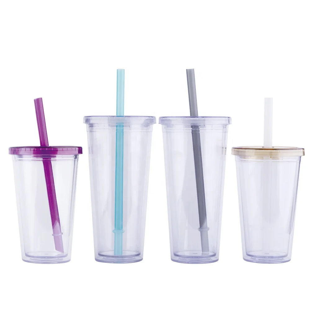 High Quality 22oz 24oz Plastic Tumbler Double Wall Boba Bubble Tea ...