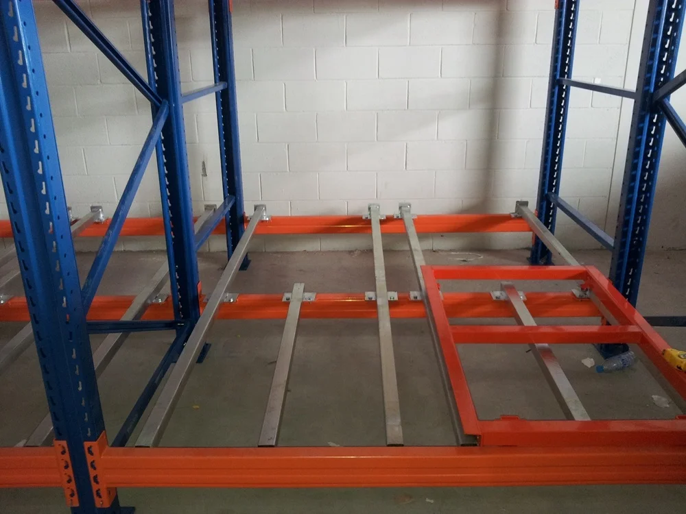 Push Back Inclined Guide Rail Pallet Racks On Trolleys Buy Inclined