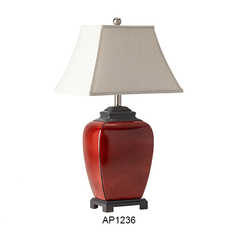 red ceramic table lamp