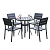 Hot selling outdoor plastic wood furniture round table set poly wood chair and tea table use in cafe