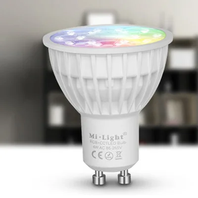 Mi Light AC85-265V 4W Led Bulb Dimmable MR16 GU10 RGB+CCT(2700-6500K) Spotlight Indoor Decoration + 2.4G Wireless RF LED Remote