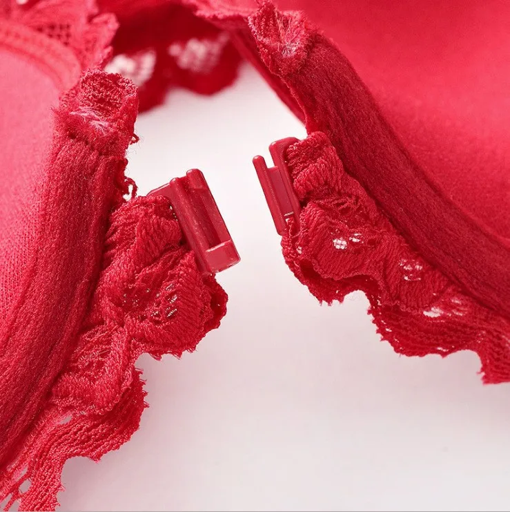 Factory Direct Sales Summer Breathable Nylon French Sexy Front Button Bra Lace Back Adjustable Straps Knitted Single 9223
