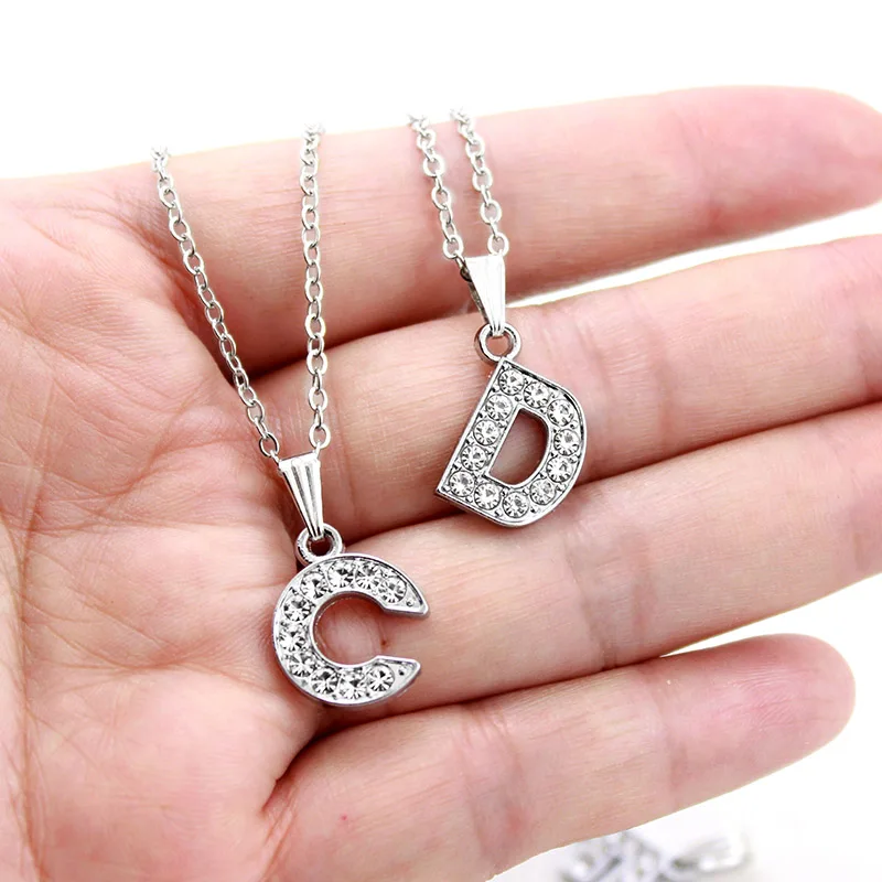 10piece/pack Wholesale Simple Alphabet Necklace Charms Pendant Letter