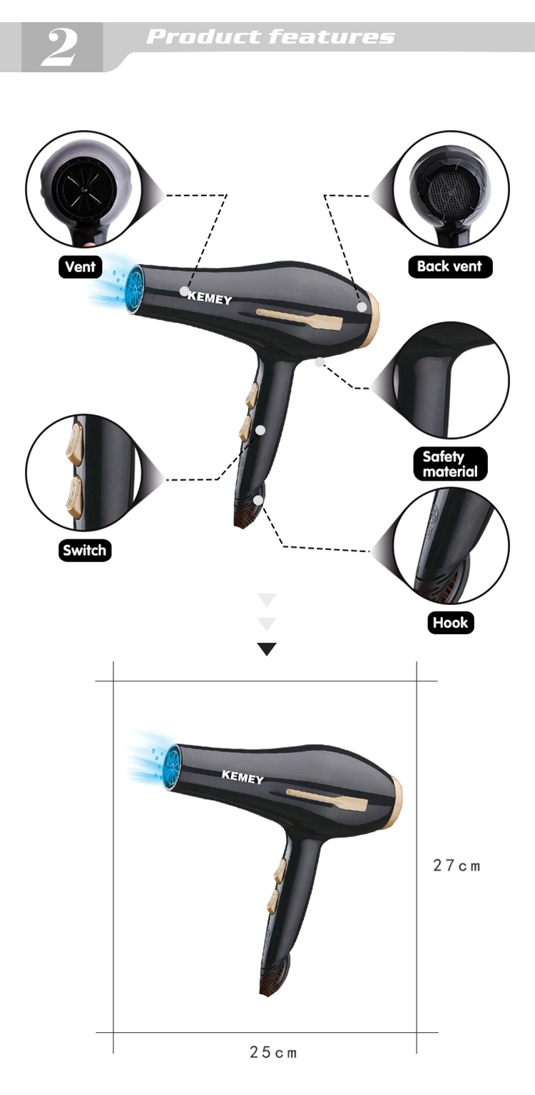 KEMEY - KM-2378 Negative Ion Hair Dryer for Hairdresser -Alibaba.com