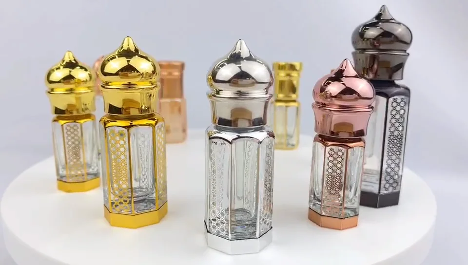 3ml 6ml 12ml Empty Attar Arabian Oud Perfume Glass Bottles Brown
