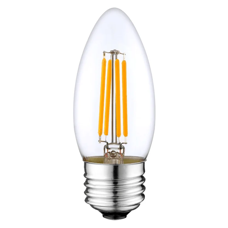 High Quality E27 230Volt 4W LED C35 Vintage Filament Style Torpedo Light 2700K Dimmable Clear Glass