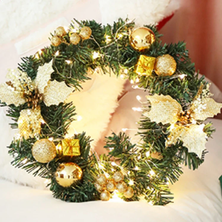 30* 30 Golden Christmas hanging circle Waterproof Battery Christmas Tree Decoration Outdoor waterproof diwali decorative lights