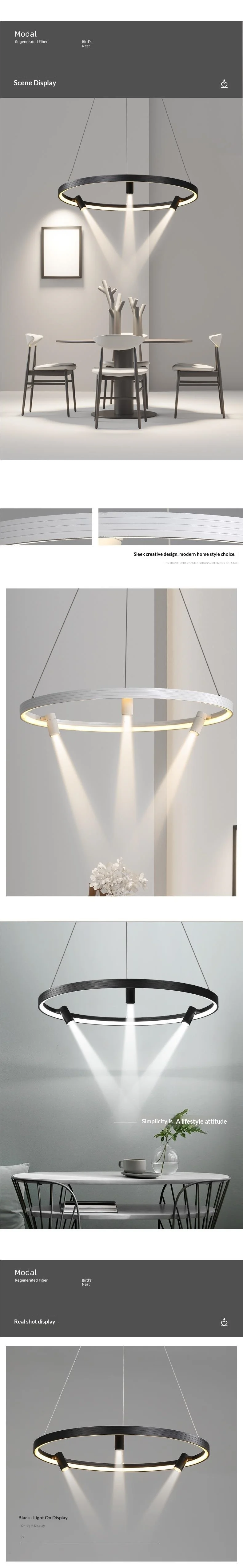 product modern iron chandelier ring led light for dining room living room office clothing store creative simple designer spotlight-0
