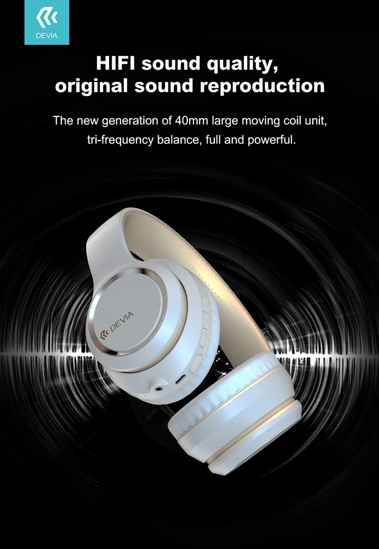 Devia foldable wireless studio headset headphones handsfree wireless headphone - ANKUX.COM