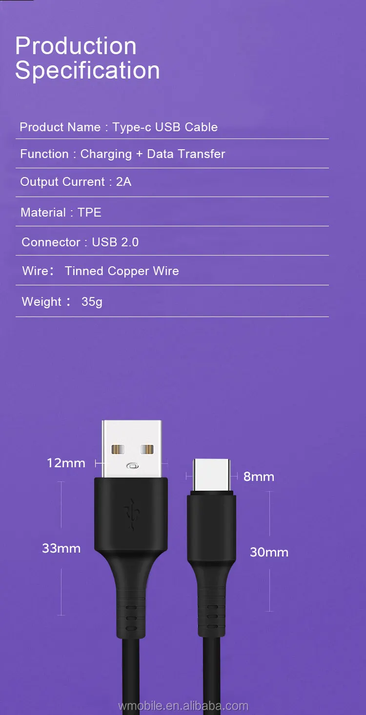 2.1A Micro Type-c USB-C Fast Charging 1M 3.3FT PVC Data Cable - ANKUX.COM
