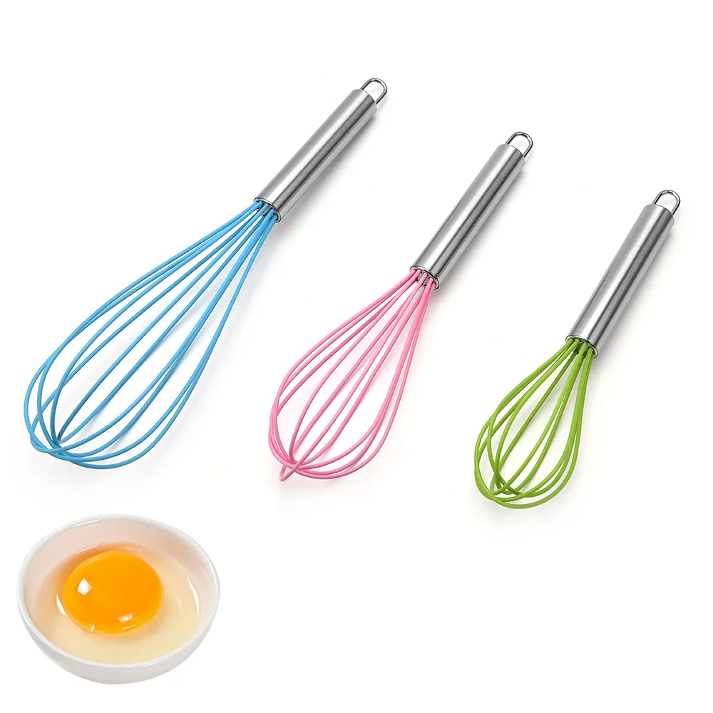 Manual Colorful Silicone and 430 Stainless Steel Egg Beater / Whisk