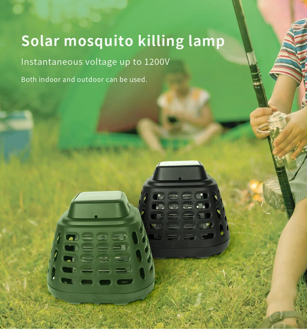 SAIJZEK OEM Outdoor Solar Powered Electric Shock Mosquito Killer Lamp Spider Bug Moth Trap Fly Killer Solar Mosquito Killer factory