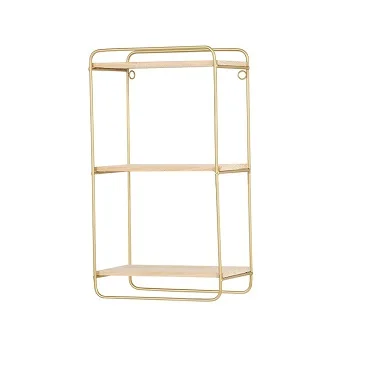 Modern Creative Gold Bar Home Decorative Wood Metal Wall Shelf Gold