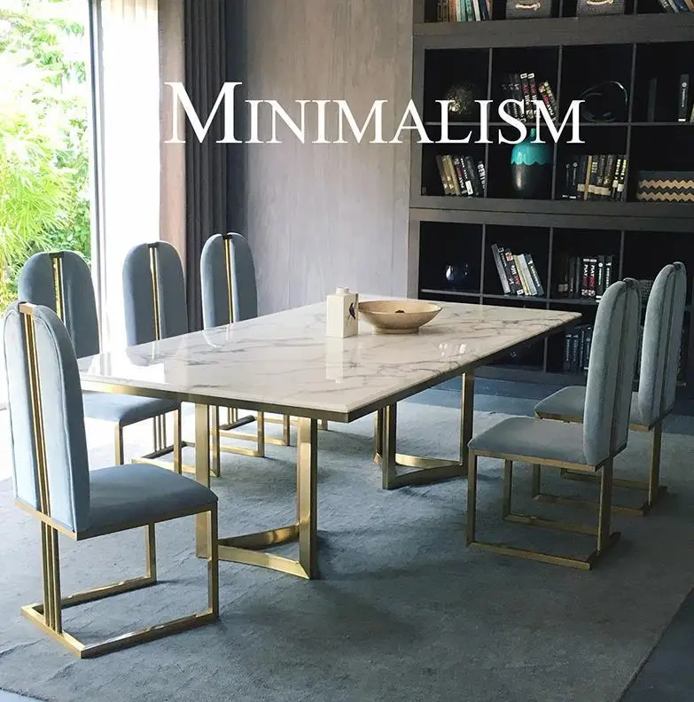 Nordic modern dining table and chair ceramic marble small apartment simple combination dining table rectangle
