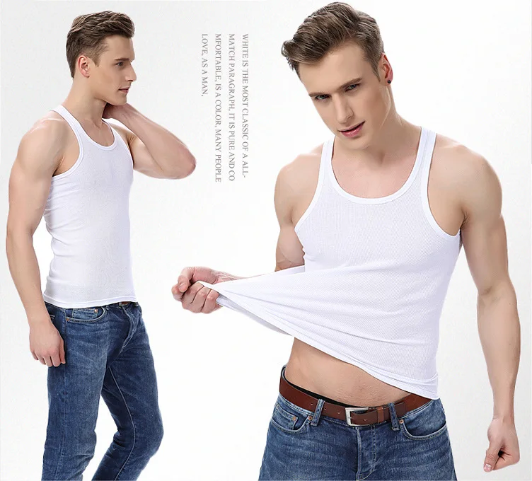 High Quality Wholesale White Undershirts Cotton Vest Tank Top Men ...