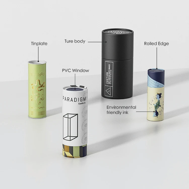 Custom eco friendly carton cylinder kraft paper round box empty biodegradable craft cardboard boxes packaging tubes