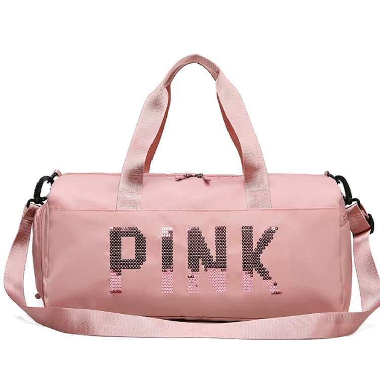 

Stylish Sport Duffel Bag Gym Overnight Bag Women Weekend Portable Glitter Wholesale Pink Gym Duffle Travel Bag for women, Customized color