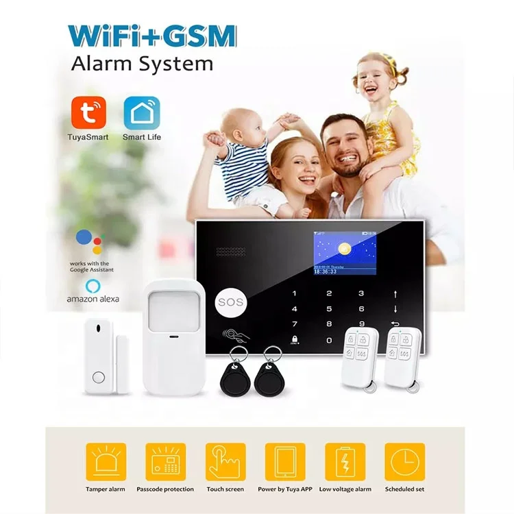 Touch Screen GSM WIFI DIY Smart Home Security White Alarm System Kit FOR ALEXA 