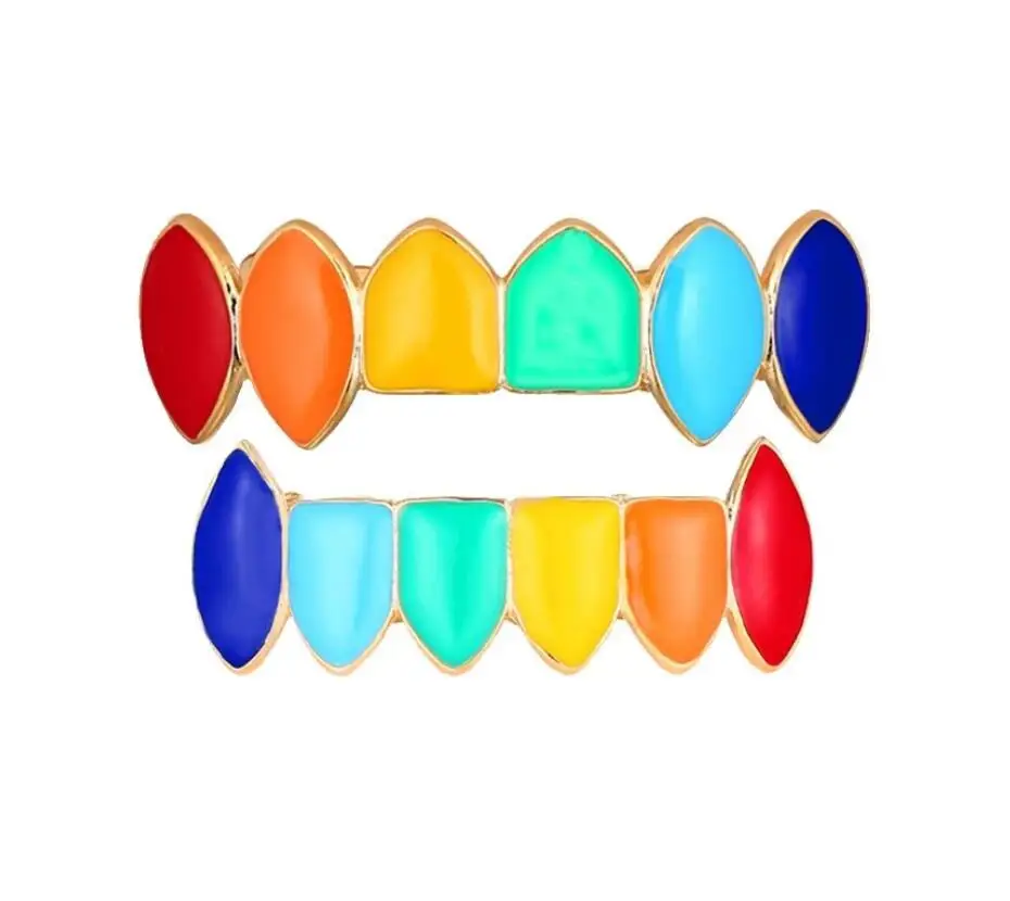 
Personality Hip Hop Rainbow Punk body jewelry Vampire Fangs Teeth Grills Cosplay Party design jewelry 