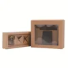 Fast delivery customized brown foldable paper box with window honey packaging box with internal support and large PVC window