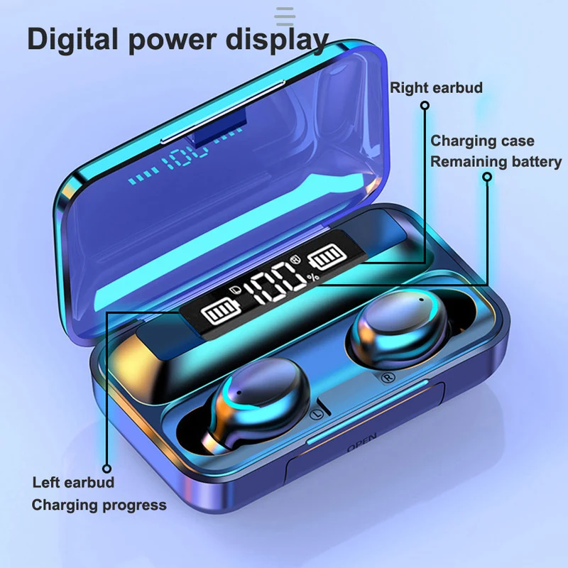 2000mAh Power Bank F9 F9-5 F9-5C Cheap Tws True Wireless Earphones IPX7 Waterproof Headset Earbuds Headphone - ANKUX.COM