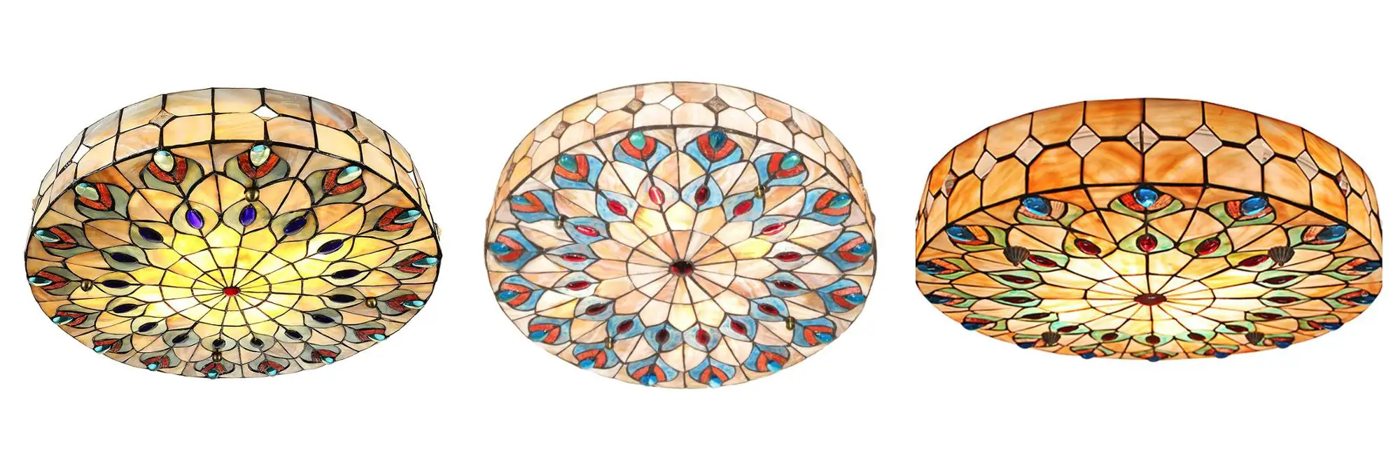 TFC-A74 Vintage Tiffany Stained Glass Round Circular Flush Mount cealing lights