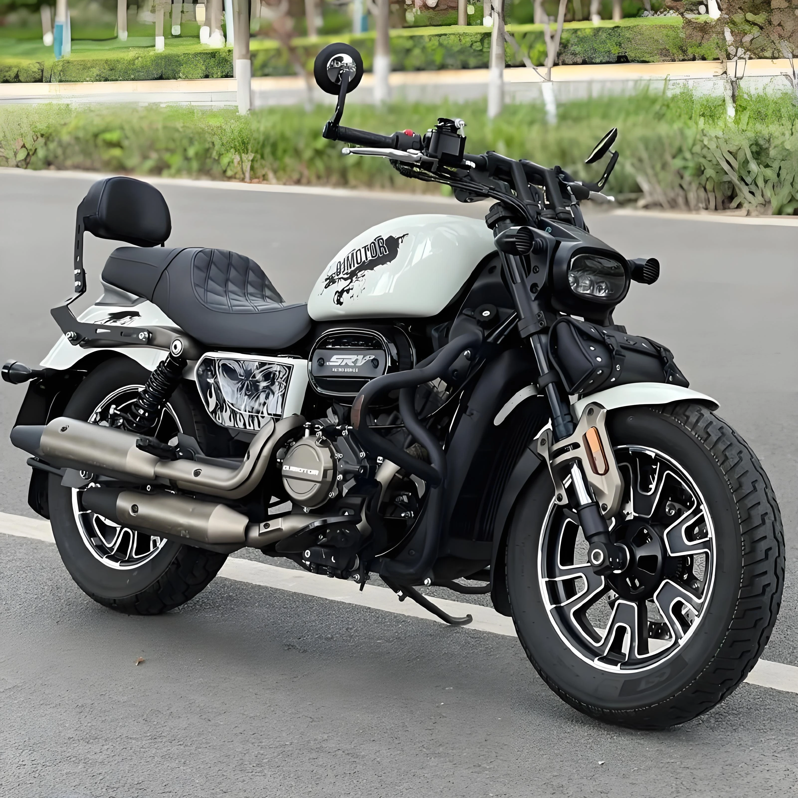 Qianjiang Flash Retro Cruiser Motorcycle Fuel Commuter Benza Gray Stone ...