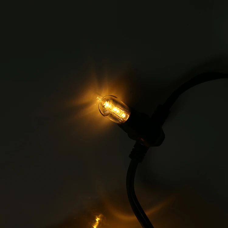 Waterproof black rubber wire led decorative string light E14 led string light lamp socket led fairy light bulb chain
