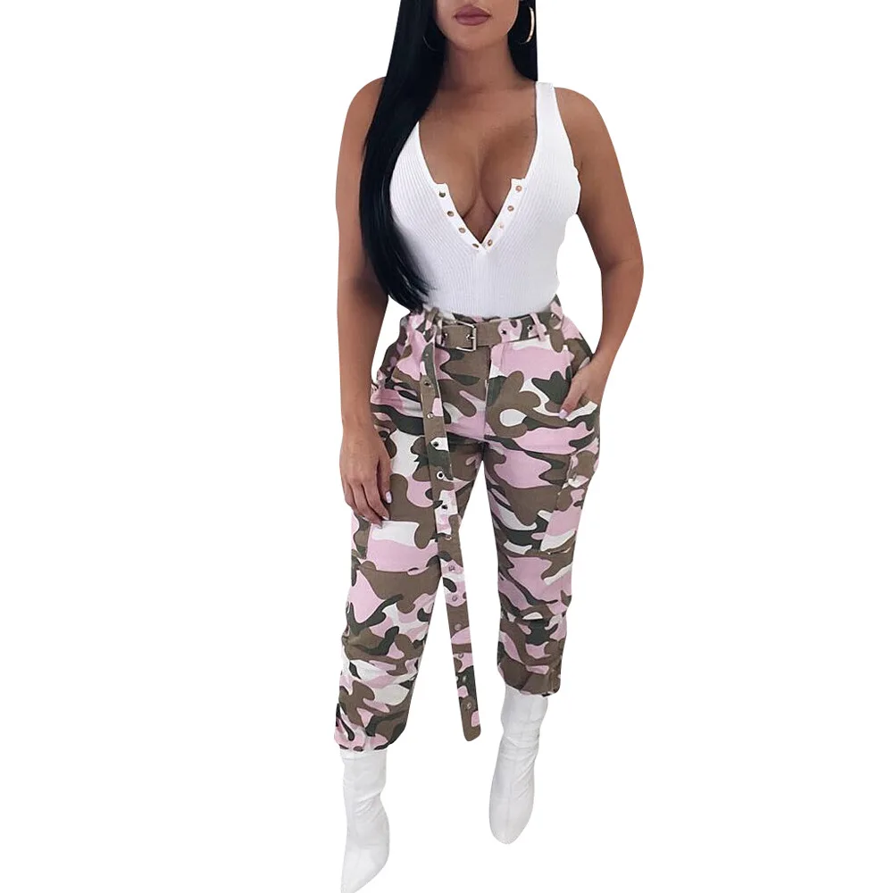 Autumn And Winter Women Camouflage Pants Women High Waist Pockets Denim Pant Female Skinny Trousers