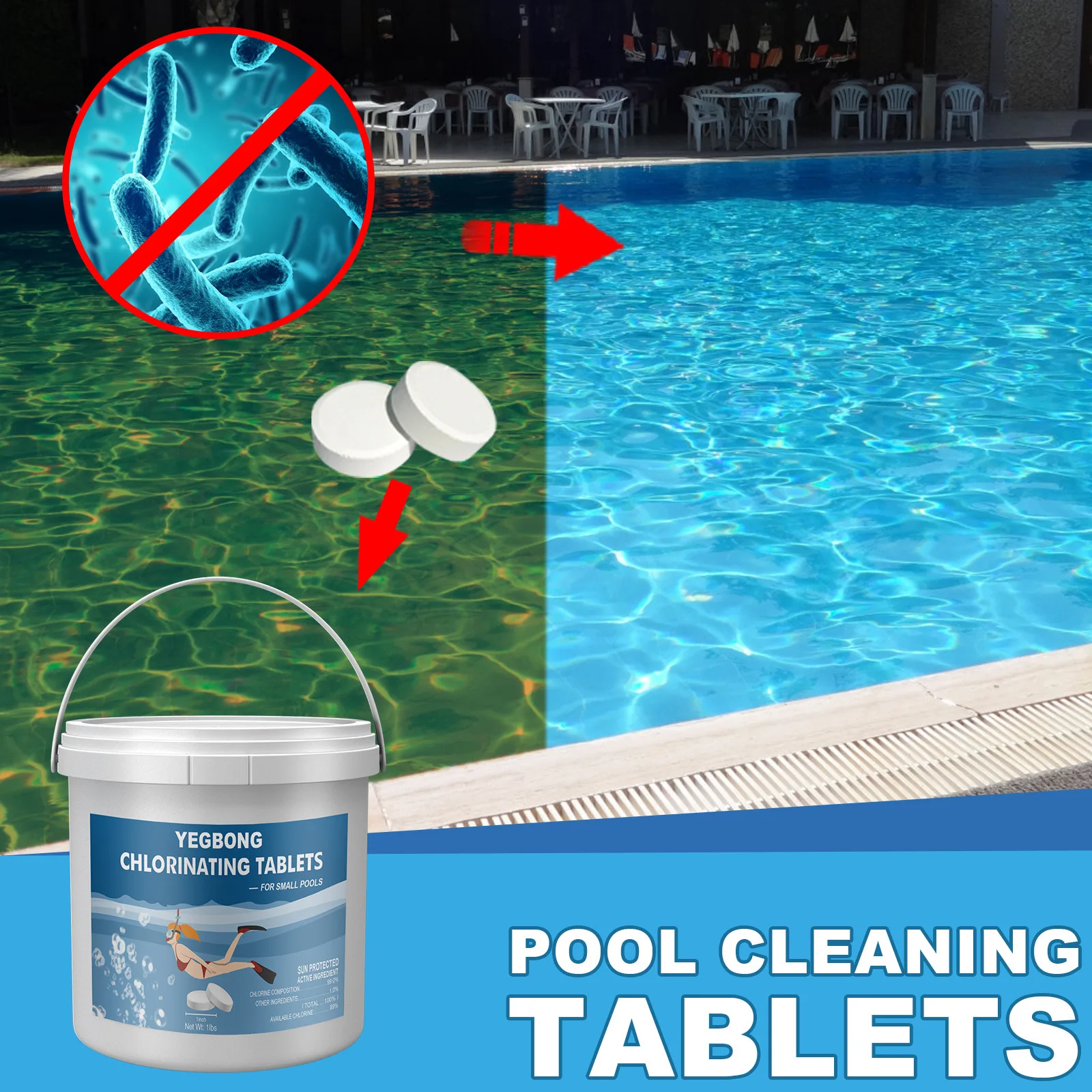Yegbong Oem Odm Swimming Pool Clean Swimming Pool Cleaning Tablets Multifunctional Efficient