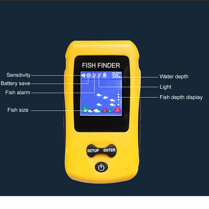 120m Fish Finder Fishfinder Sonar Sensor Transducer Echo Sounder Alarm Detector 