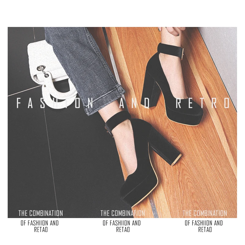 New Round Toe Soft Ankle Buckle Strap Pumps Sexy Ladies Heels