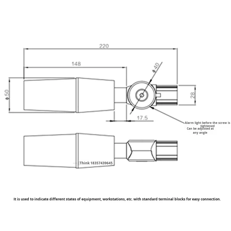 product 24v single layer three color alarm light d28 third generation wire aluminum alloy lean line accessories connector profile china-13