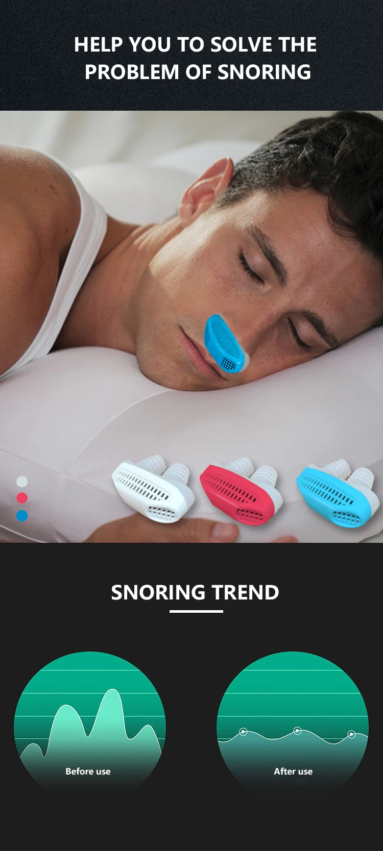 New Sleep Aid Device Better Breath Snore Reliever 2 In 1 Anti Snoring