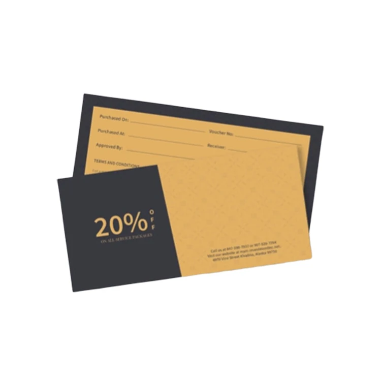 Wholesale custom design discount voucher thermal transfer paper 20% off coupons